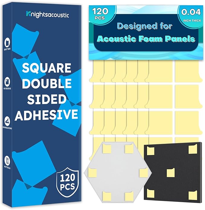 Knightsacoustic Heavy Duty Double-Sided Tape Squares, Adhesive by Knightsacoustic