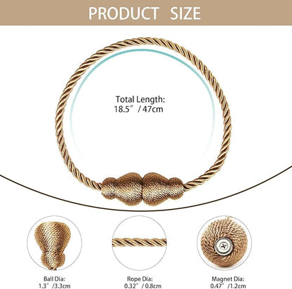 Nieffeiy Magnetic Curtain Tiebacks Outdoor Curtain Tie Backs Rope Decorative - Image 2