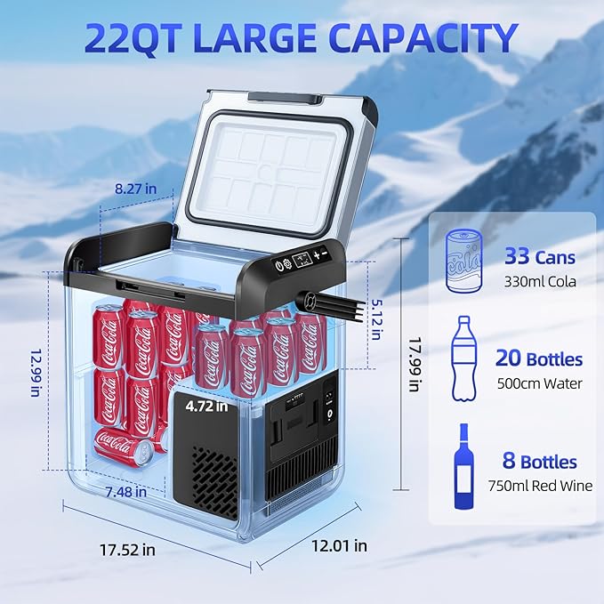 Car Refrigerator Freezer, 22QT Car Fridge Compressor Cooler - Image 3