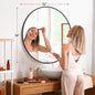 Simple Deluxe 36 Inch Round Bathroom Mirror, Black Vanity Mirror with Metal Frame, Modern Circle for Bathroom, Entryway, Bedroom, Living Room, Wall Mounted Decorative Mirrors (Black)