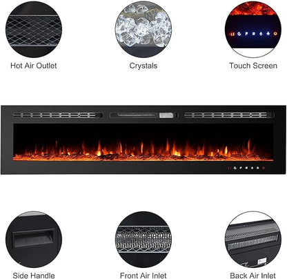 CharaVector 70 inch 750W/1500W Electric Fireplace Inserts - Image 4