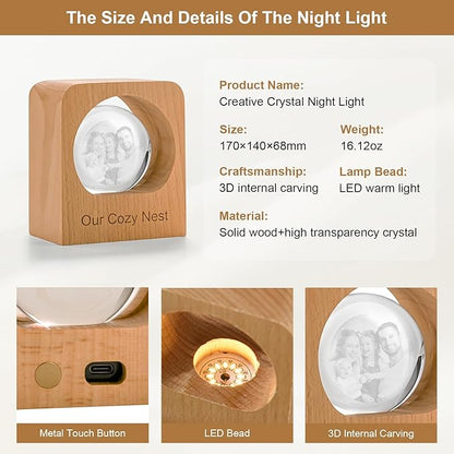 Yijhpbc Custom 3D Crystal Photo Night Light Personalized Photo Crystal Ball - Image 4