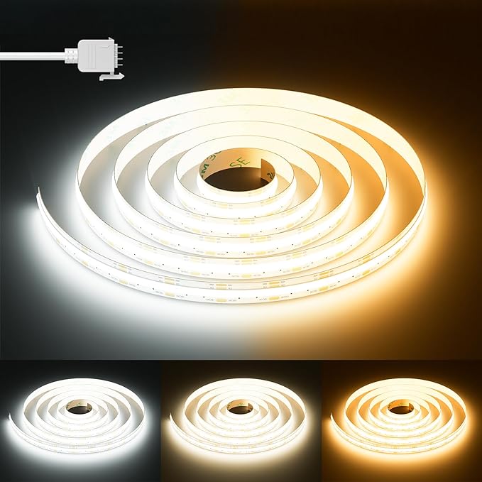 PAUTIX COB LED Strip Light White CCT Tunable 4800LEDs, CRI90+ 24ft/7.5m by PAUTIX