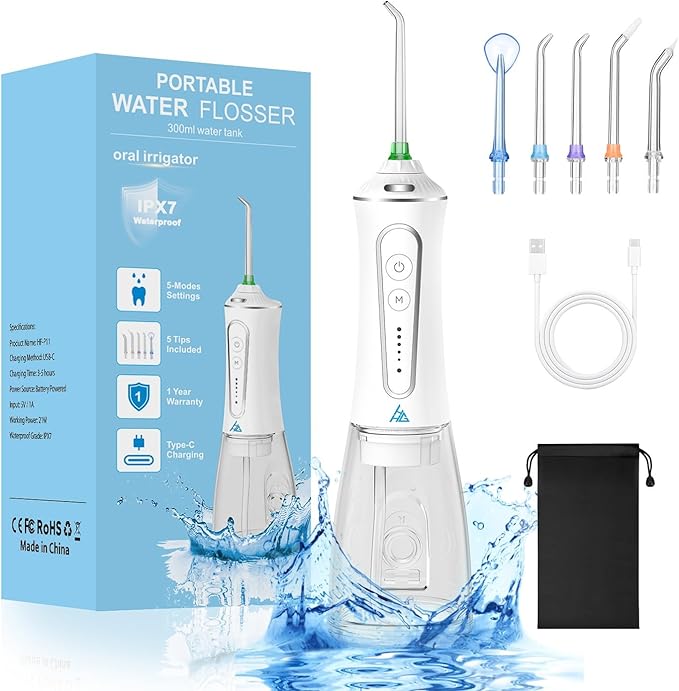 Dental Flosser with 5 Modes, Cordless Travel Dental Flosser, Rechargable by Unknown