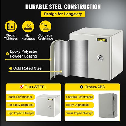 VEVOR NEMA Steel Enclosure, IP66 Waterproof & Dustproof, Outdoor/Indoor - Image 3