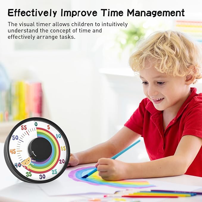 Secura 60-Minute Rainbow Visual Timer 6-Inch Mechanical Countdown Timers - Image 4