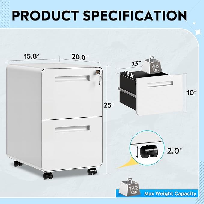 DEVAISE 2-Drawer File Cabinet - Image 3
