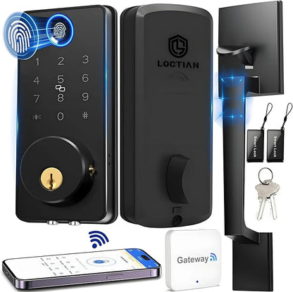 WiFi Smart Keyless Entry Door Lock Set w/Front Door Handle, 0.1s Fingerprint - Image 9