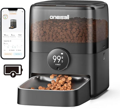 oneisall Cordless WiFi Automatic Cat Feeder, Tasty S2 Pro Rechargeable 100-Day by oneisall