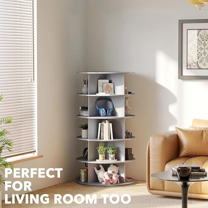SpaceAid 5 Tier Rotating Shoe Rack Tower, Spinning Shoe Display Lazy Susan - Image 6