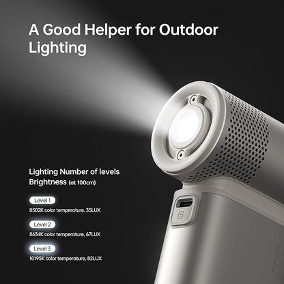 JISULIFE Portable Handheld Fan Ultra2, 9000mAh Max 25 Hrs, 5 IN 1, 100 Speed - Image 4