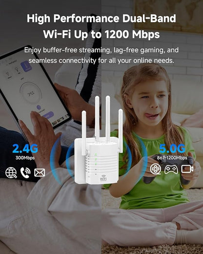 WiFi Extender Supports 105 Devices, 1.2Gbps Home Signal Booster, WiFi Extender - Image 3