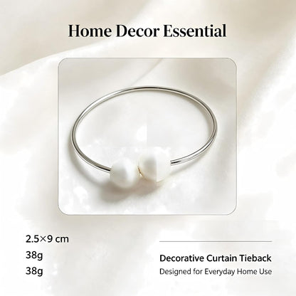 Curtain Tie with Sliver Clasps | Simple and Luxurious Design, Pearl Accents, Adjustable Buckles