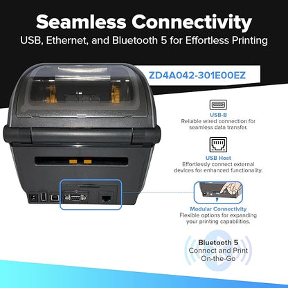 Zebra ZD421 Thermal Transfer Desktop Printer 203 dpi Print Width 4-inch USB - Image 3
