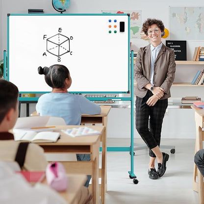 Mobile Whiteboard on Wheels, 48x32 Inches Rolling Whiteboard, Magnetic Dry - Image 7