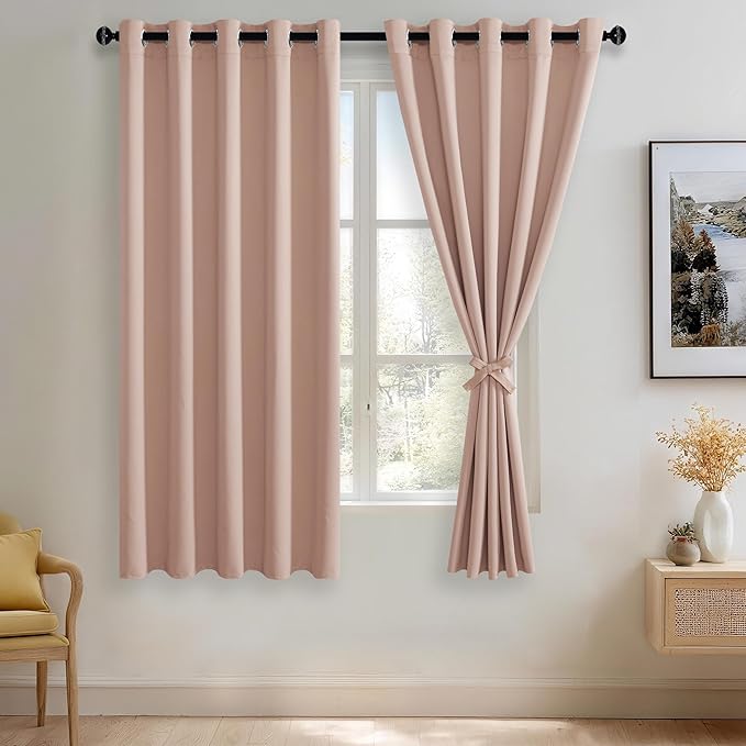 JIUZHEN Blush Pink Blackout Curtains by JIUZHEN