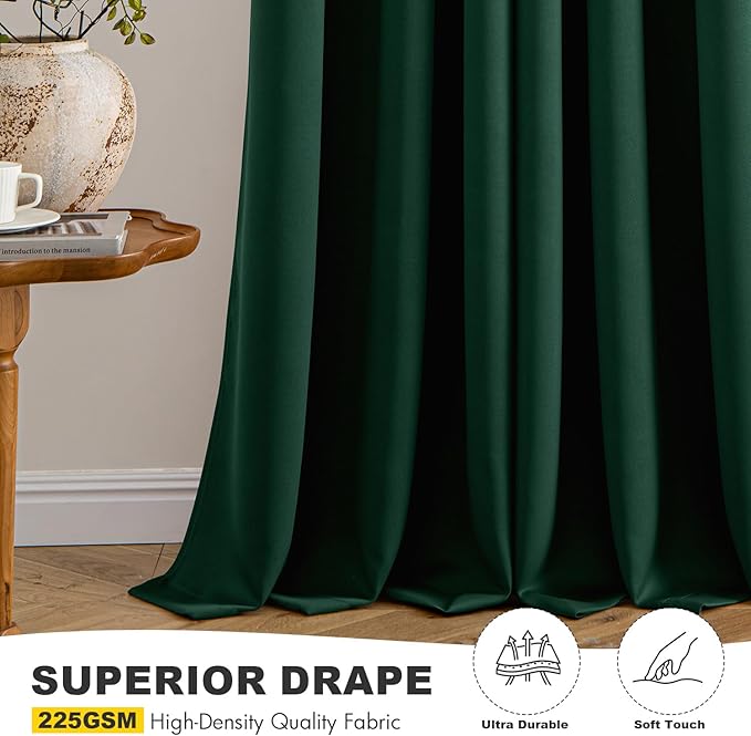 MIULEE Hunter Green Blackout Curtains - Image 5