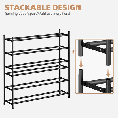 STORAGE MANIAC Long Expandable Shoe Rack, 18 Pairs Metal Wide Stackable Shoe - Image 3