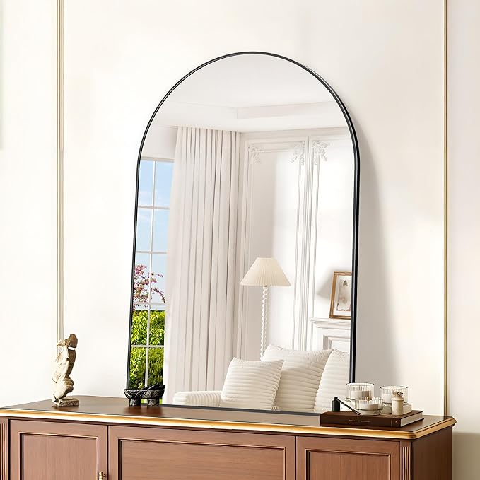 GLASHOM Arched Bathroom Mirror, Wall Mounted Mirror, Living Room, Vertically - Image 2