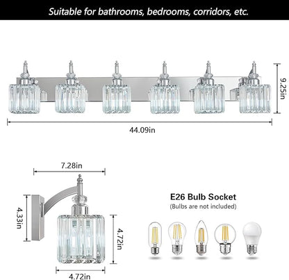 BBLLWJ 6 Light Bathroom Vanity Light Modern Chrome Vanity Light Fixtures - Image 4