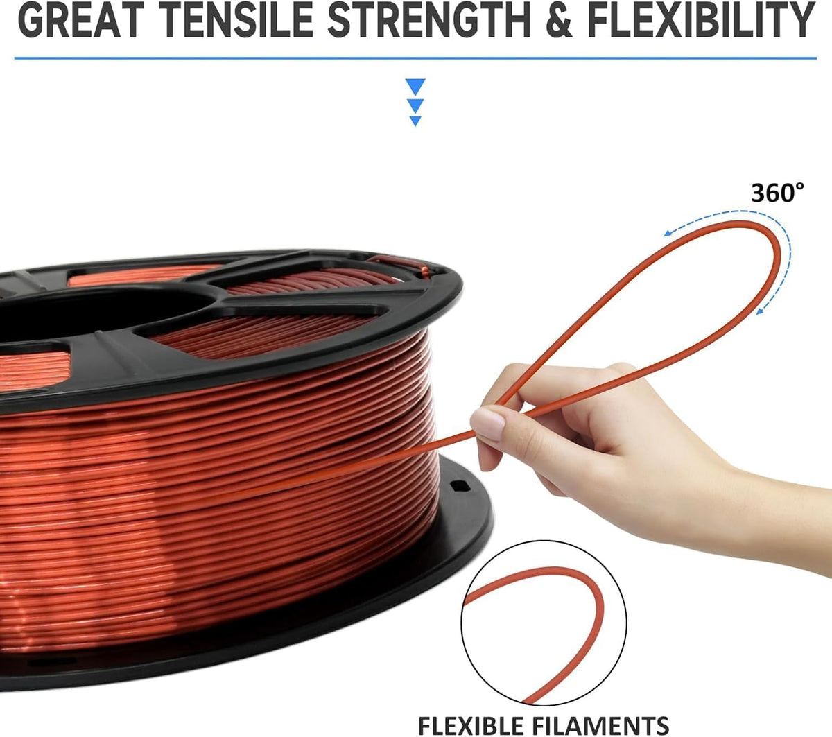 GIANTARM Silk 3D Printer Filament 1.75mm Metallic Copper PLA 2kg
