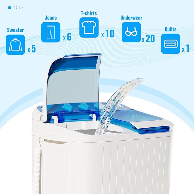 SUNCROWN Portable Washing Machine 16lbs, Compact Twin Tub Semi Automatic Washer - Image 5