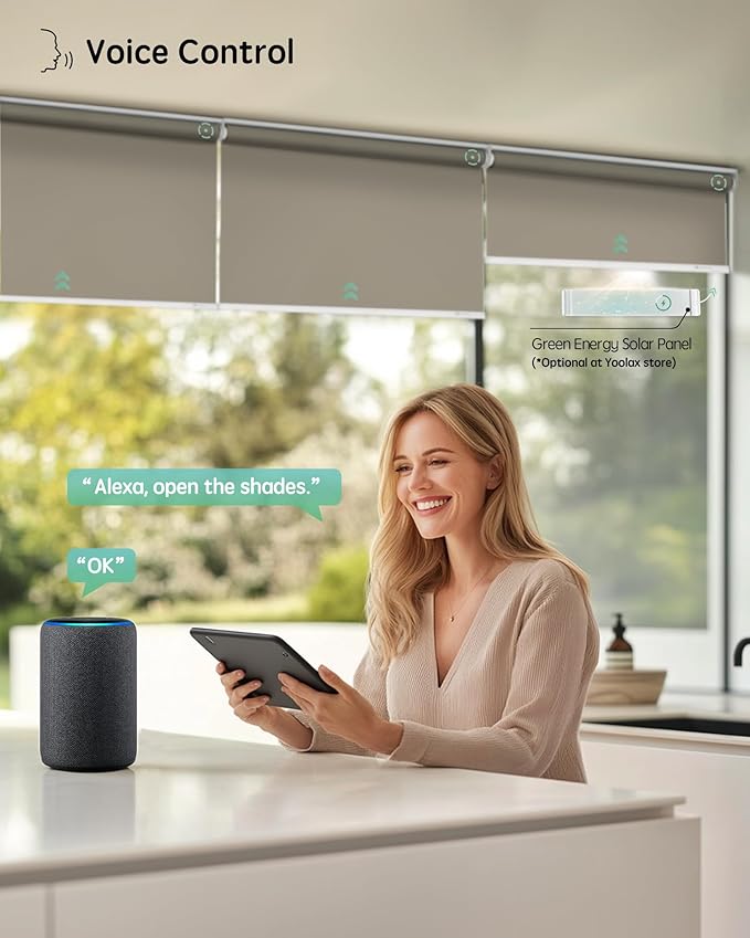 Yoolax Motorized Blinds with Remote, Automatic Window Shades Work with Alexa - Image 2