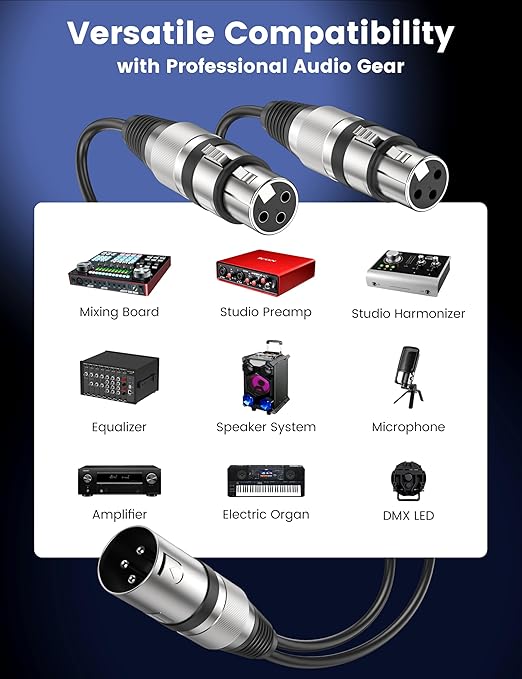 MOSWAG XLR Splitrer 1 Male to 2 Female, 3 Pins Dual XLR Female to Male Y - Image 4