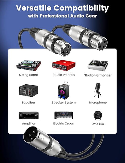 MOSWAG XLR Splitrer 1 Male to 2 Female, 3 Pins Dual XLR Female to Male Y - Image 4