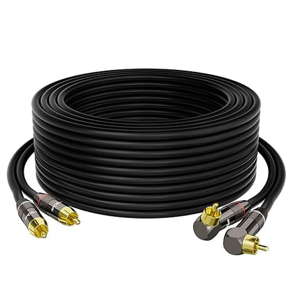 RCA Cable 30 FT, 90 Degree Right Angle 2RCA to 2RCA Stereo Audio Cable by Mygatti