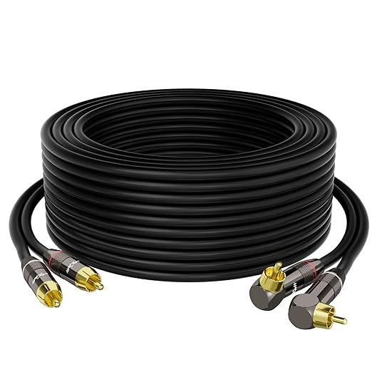 RCA Cable 30 FT, 90 Degree Right Angle 2RCA to 2RCA Stereo Audio Cable by Mygatti