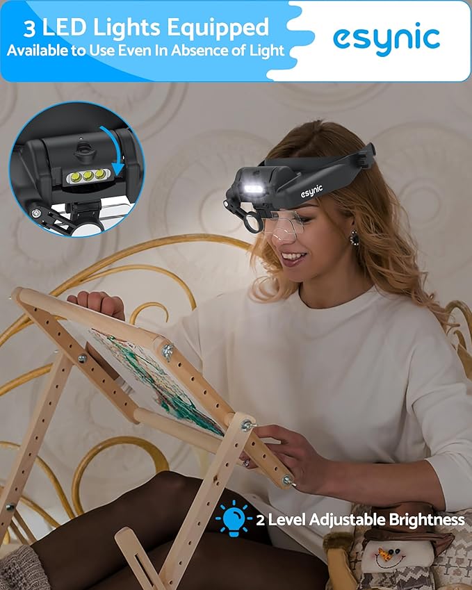 eSynic Type-C Rechargeable Magnifying Glasses Headset-Up to 14X Magnification-5 - Image 5