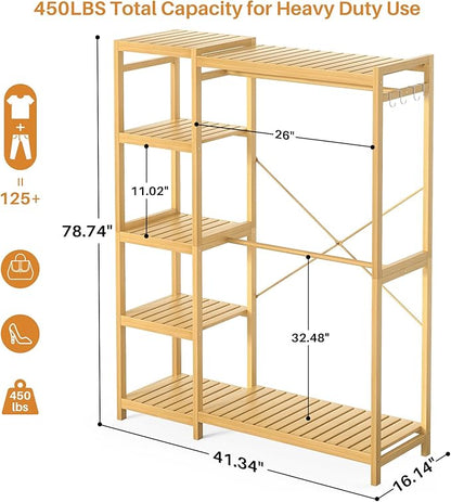 Homykic Bamboo Clothes Rack Garment Rack - Image 4