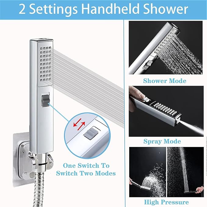 Dual Shower Heads with Handheld Spray Combo, Anti-Clog Nozzles, Ultra Thin - Image 3