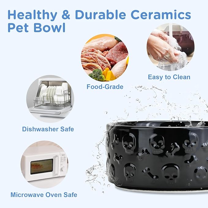 SPUNKYJUNKY Elevated Dog Bowls Ceramic, 7.3'' Dogs Food Water Bowls Raised - 42 - Image 5
