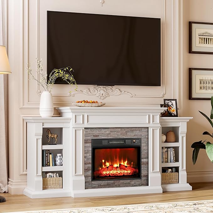 72" Electric Fireplace with Mantel, Fireplace TV Stand - Image 3