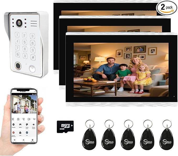 Wired Video Door Phone Kit Apartment Intercom System, 10 Inch Touch Screen by ANJIELOSMART