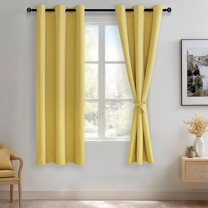 JIUZHEN Light Yellow Blackout Curtains by JIUZHEN