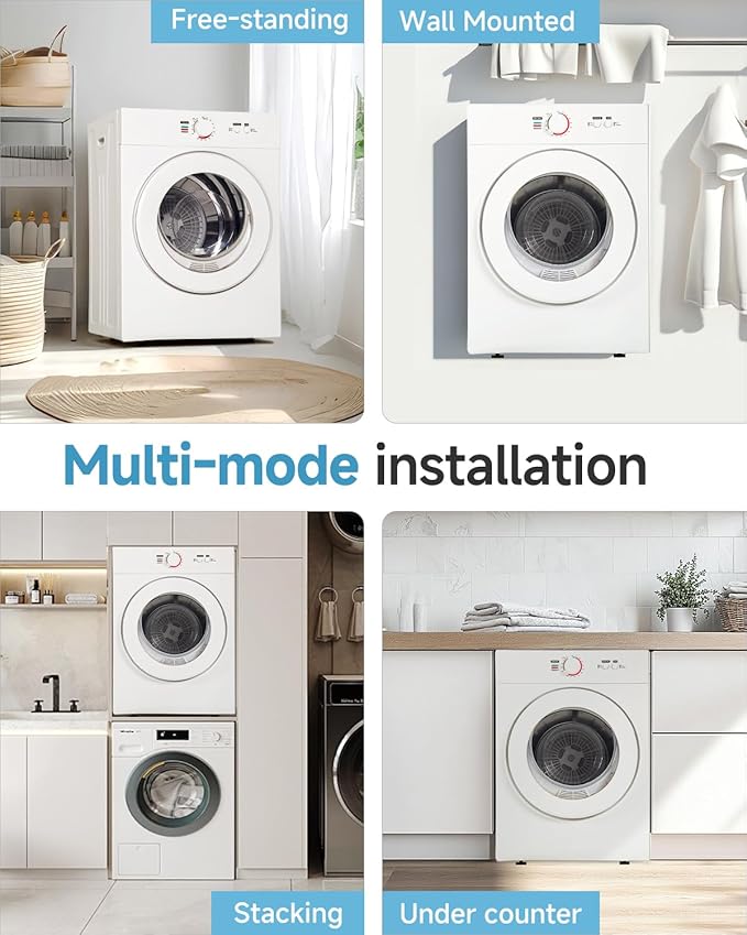 1.8 Cu.Ft Compact Dryer - 1020W Portable Clothes Dryer - Image 6