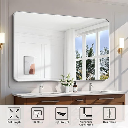 FORBATH 60x40 Inch Silver Bathroom Mirror - Image 7