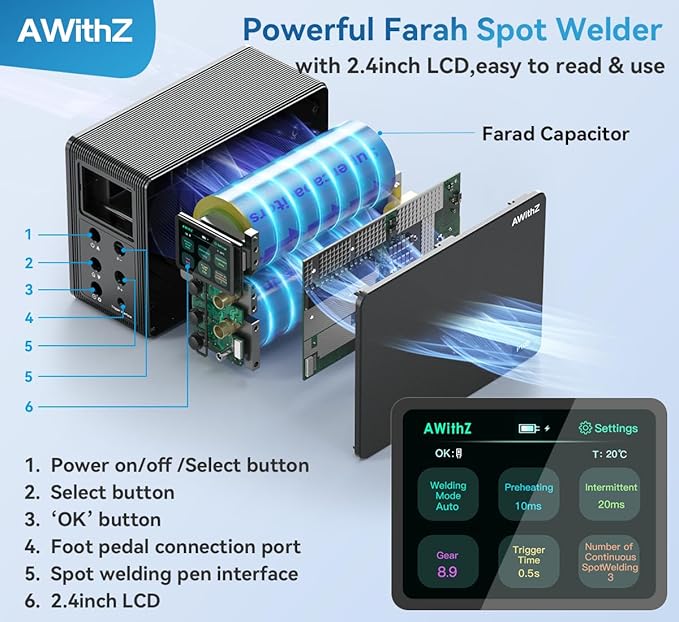 14.6 KW Capacitor Battery Spot Welder, AWithZ Spot Welder, 2-in-1 Automatic & - Image 4