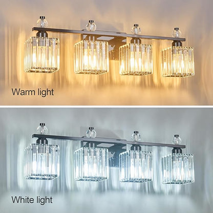 FDPBY Vanity Lights 4-Light Modern Crystal Vanity Light Plating Black Bathroom - Image 2