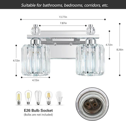 FDPBY Bathroom Vanity Lights 2-Light Chrome Modern Crystal Vanity Light - Image 5