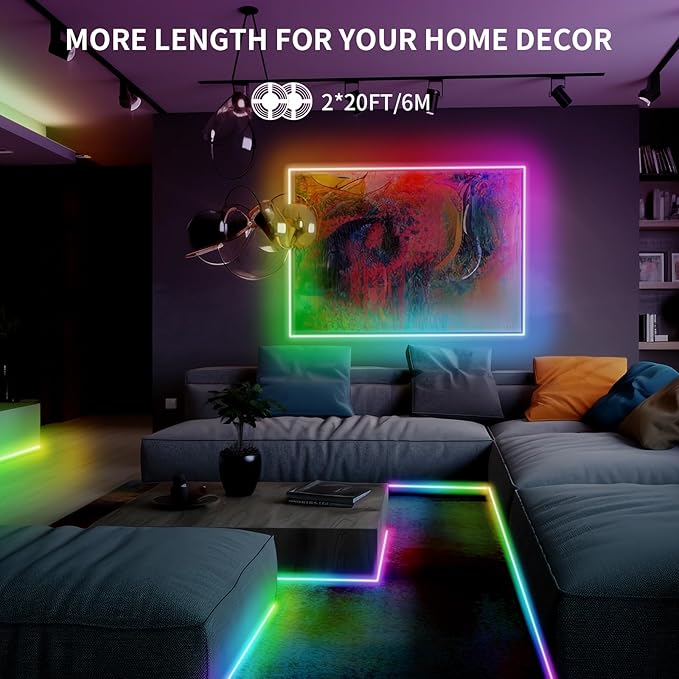 40ft COB RGB+IC LED Strip Lights, Bright Dream Color COB LED Light Strip - Image 7