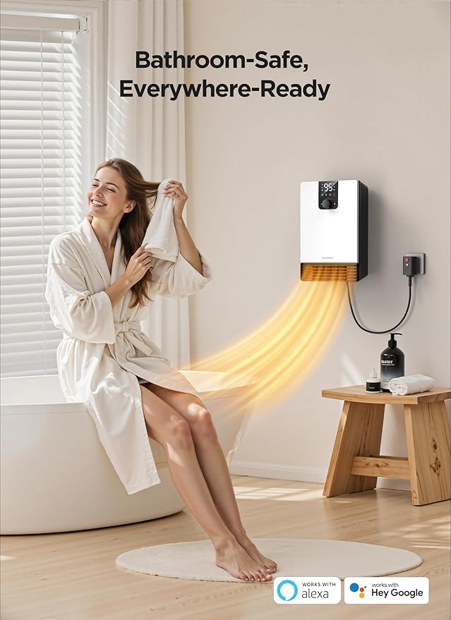 GiveBest Wall Heater for Bathroom, 1500W Fast Heating Electric Space Heater - Image 3