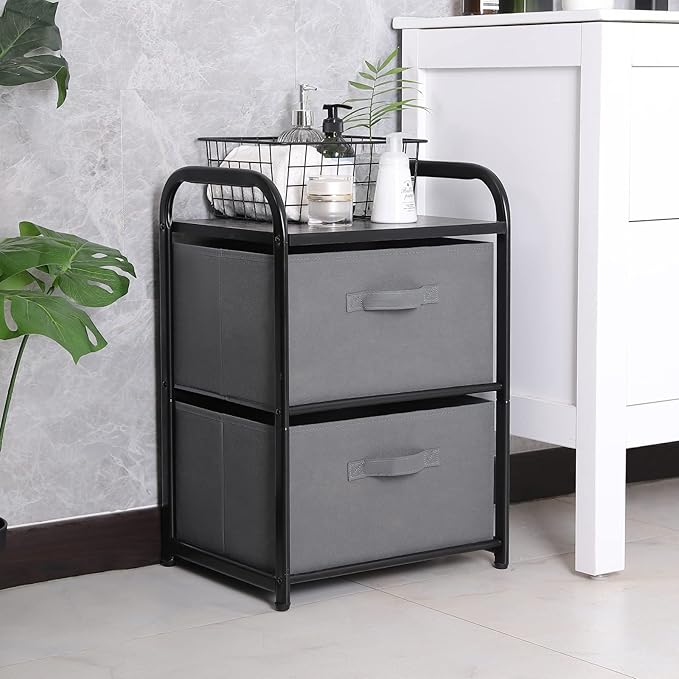 Dresser for Bedroom with 2 Drawers, Wide Chest of Drawers, Fabric Dresser - Image 4