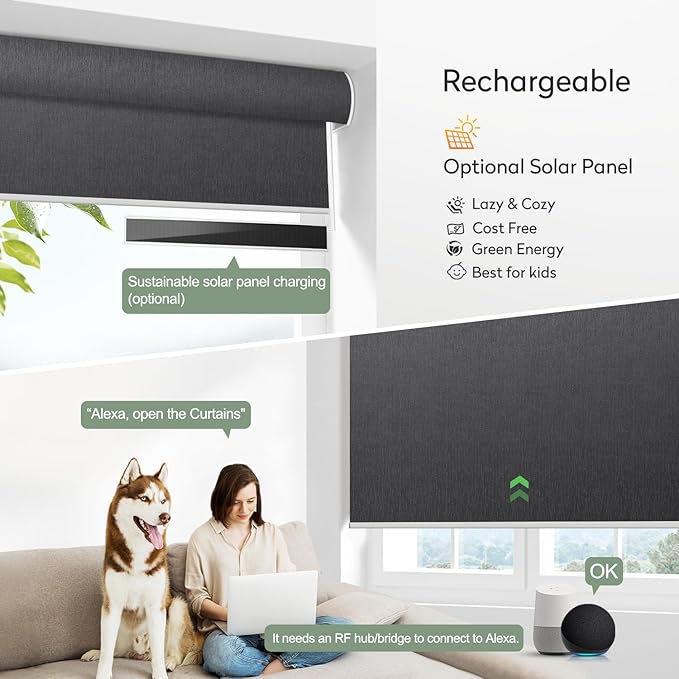 Zshine Motorized Blackout Window Blinds Customize Width Remote Control Wireless - Image 5