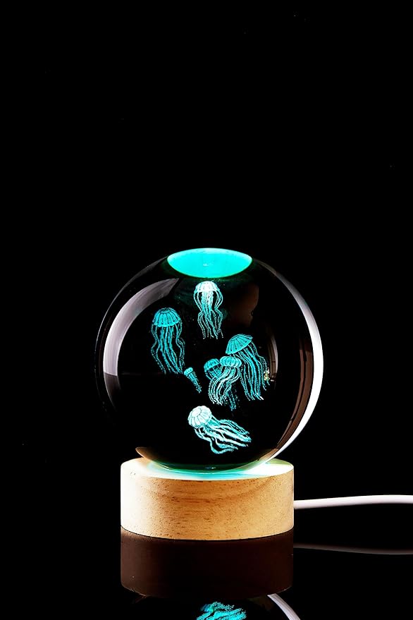 Conalisk 3D Jellyfish Crystal Ball Lamp, Lifelike LED Jellyfish Night Light - Image 8