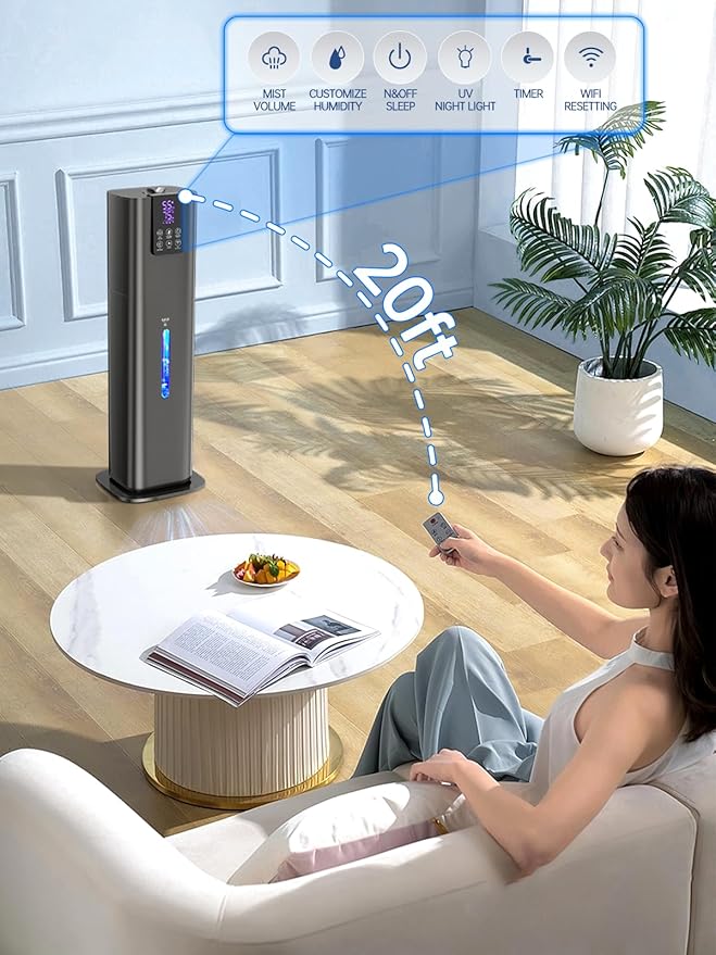8L Smart Humidifier for Large Room Bedroom, Cover up to 505ft², Remote & APP - Image 5