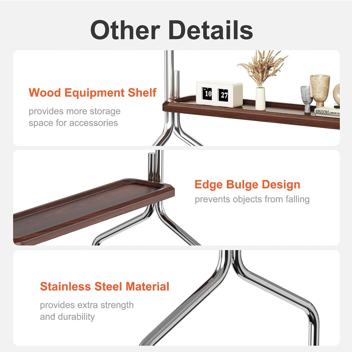Easel Rolling TV Stand for 32-75" TVs, Stainless Steel TV Cart with Shelf